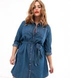 Simply Be Denim Shirt Dress With Belted Waist In Blue - Blue