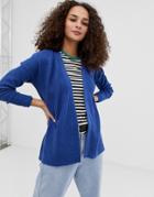 Brave Soul Fisherman Knit Boxy Cardigan In Blue