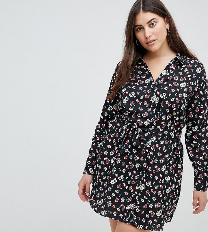 Ax Paris Plus Ditsy Floral Shirt Dress - Multi