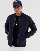 Asos Design Ma1 Bomber Jacket In Navy - Navy