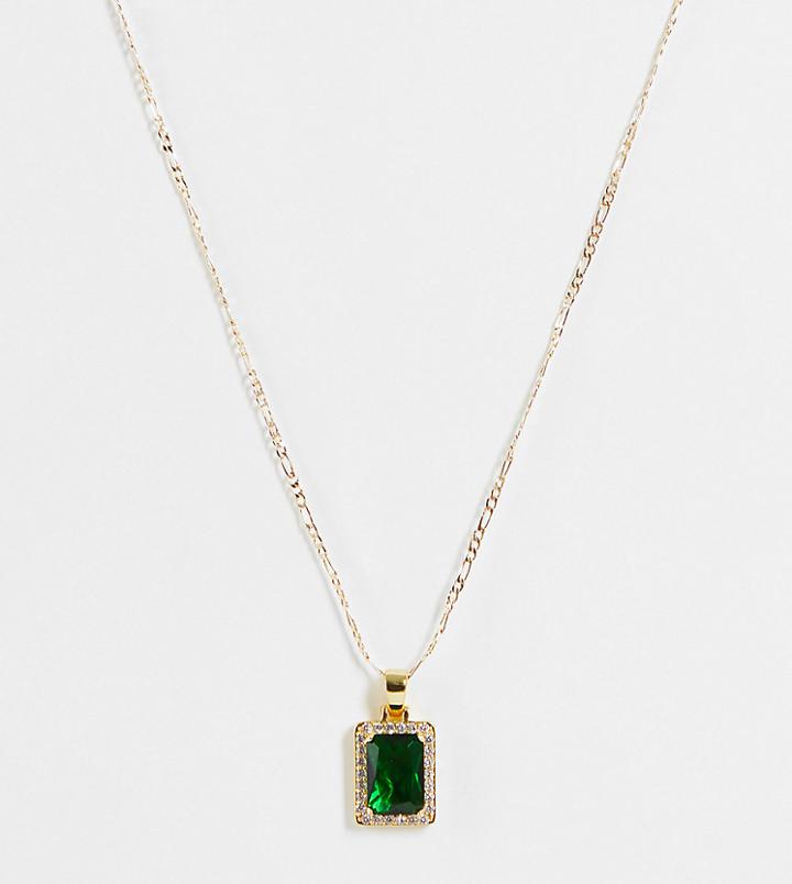 Image Gang 18k Gold Plated Necklace With Green Cz Crystal Pendant