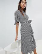 Mango Stripe Tie Waist Detail Shirt Dress - Multi