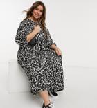 Only Curve Midi Smock Dress With Tiering In Bold Animal Print-multi