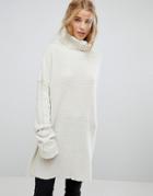 Rokoko Oversized Cable Knit Sweater With Balloon Sleeves - Cream