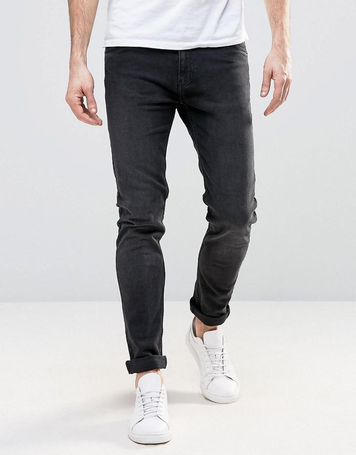 Weekday Friday Skinny Jeans Black Coal - Black