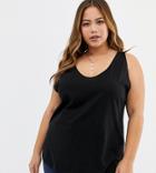 Asos Design Curve Organic Cotton Super Oversized Tank In Washed Black - Black