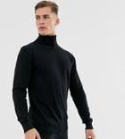 French Connection Tall 100% Cotton Roll Neck Sweater-black