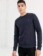 Farah Tim Crew Neck Marl Sweat In Navy