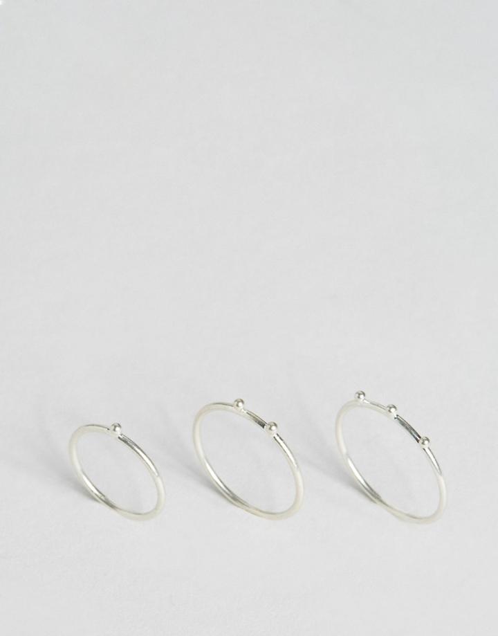 Pilgrim Silver Plated 3 Pack Multi Size Rings - Silver