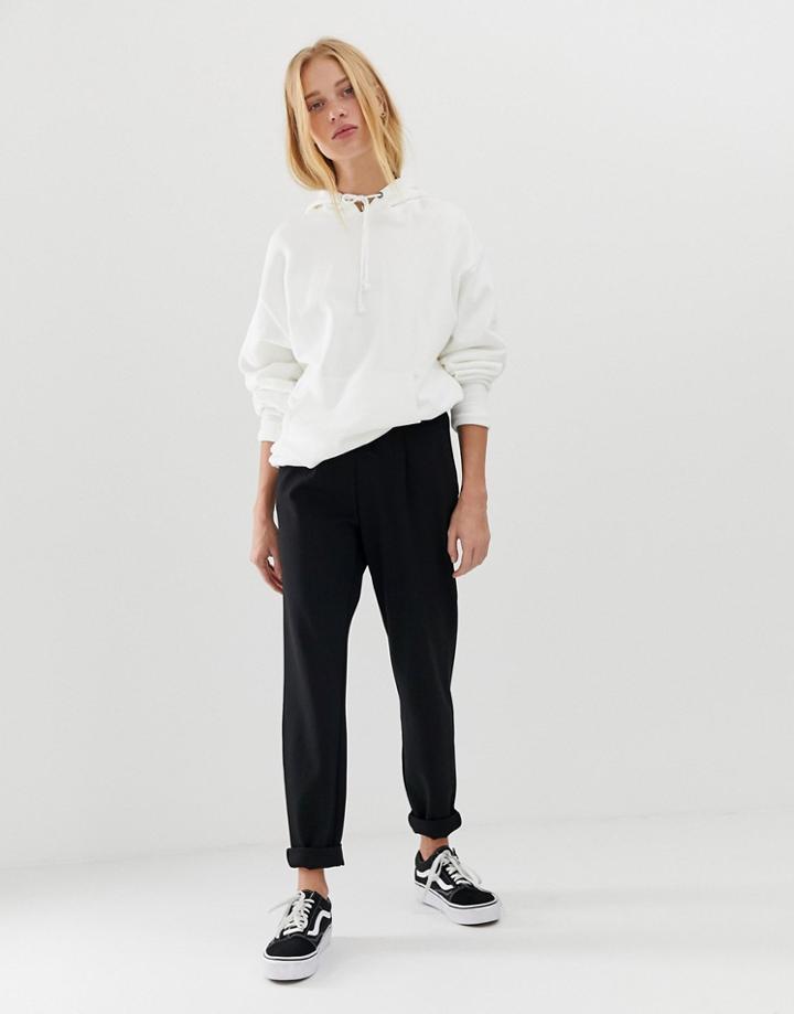 Jdy Drawstring Waist Tapered Leg Pants-black