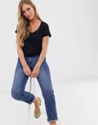 Mango Organic Scoop Neck T Shirt In Black - Black