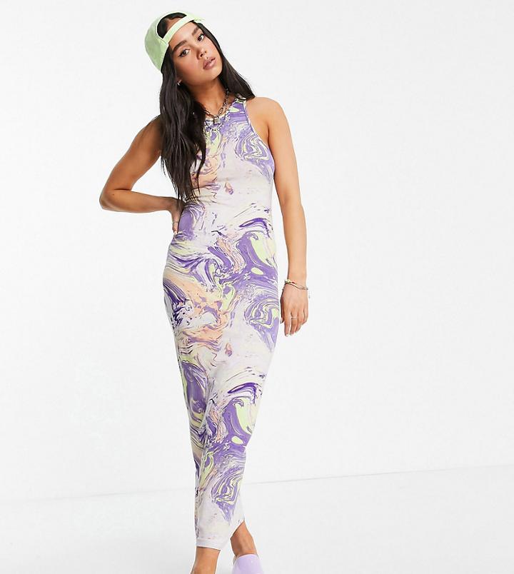 Weekday Stella Exclusive Organic Cotton Blend Midi Dress In Marbled Print-multi