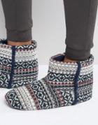 Dunlop Slipper Boots In Gray Fair Isle - Blue