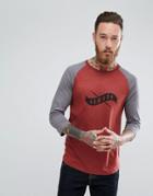 Armada Outfielder Logo 3/4 Sleeve Top Contrast Sleeves In Port Red - Red