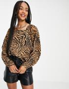 Vero Moda Balloon Sleeve Top In Print-multi