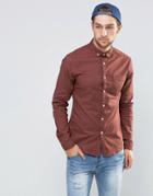 Asos Skinny Oxford Shirt In Rust With Long Sleeves - Rust
