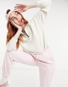 Stradivarius Half Zip Knitted Sweater In Ecru-white