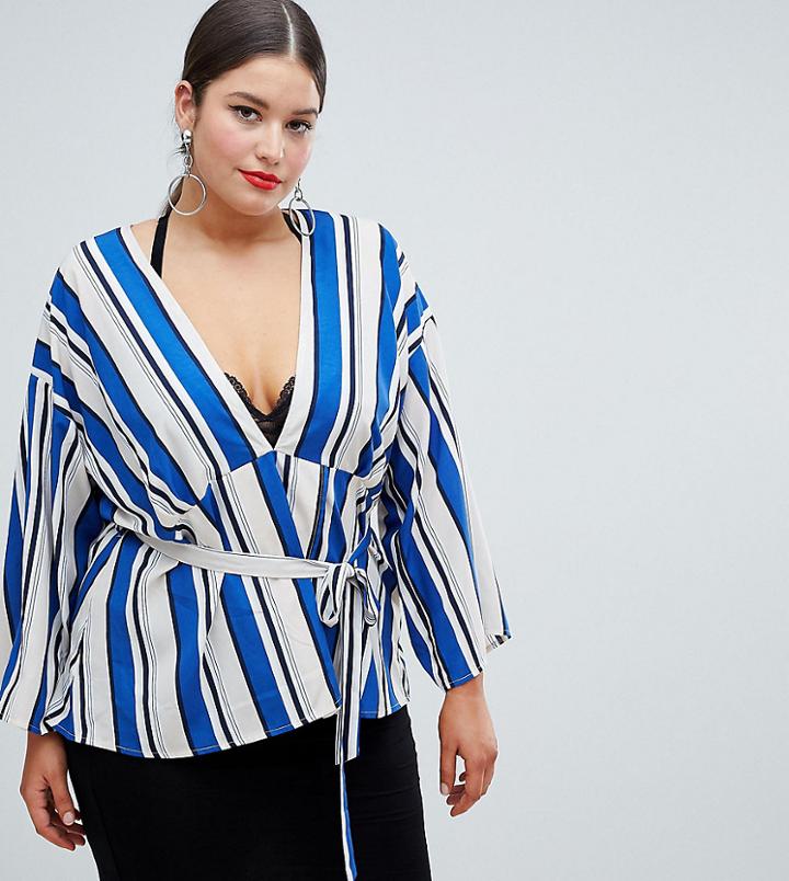 Boohoo Plus Stripe Belted Top - Multi