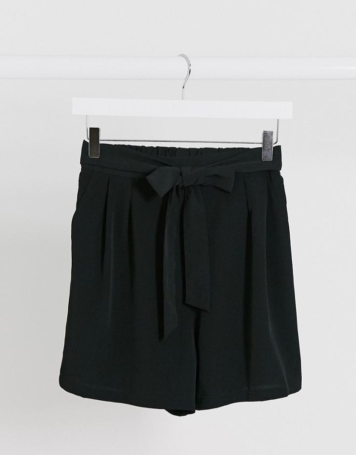 Monki Tie Waist Shorts-black