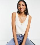 Asos Design Tall Ultimate Tank Top With Scoop Neck In Cotton Blend In Beige-neutral