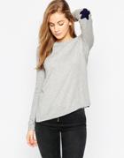 Asos Sweater With Navy Star Elbow Patch - Gray