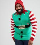 Brave Soul Plus Holidays Hooded Elf Sweater With Bells - Green