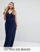 Tfnc Plus Wedding Wrap Embellished Maxi Dress - Navy
