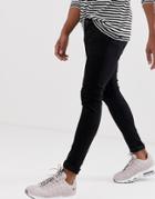 Asos Design Spray On Jeans In Power Stretch Denim In Black - Black