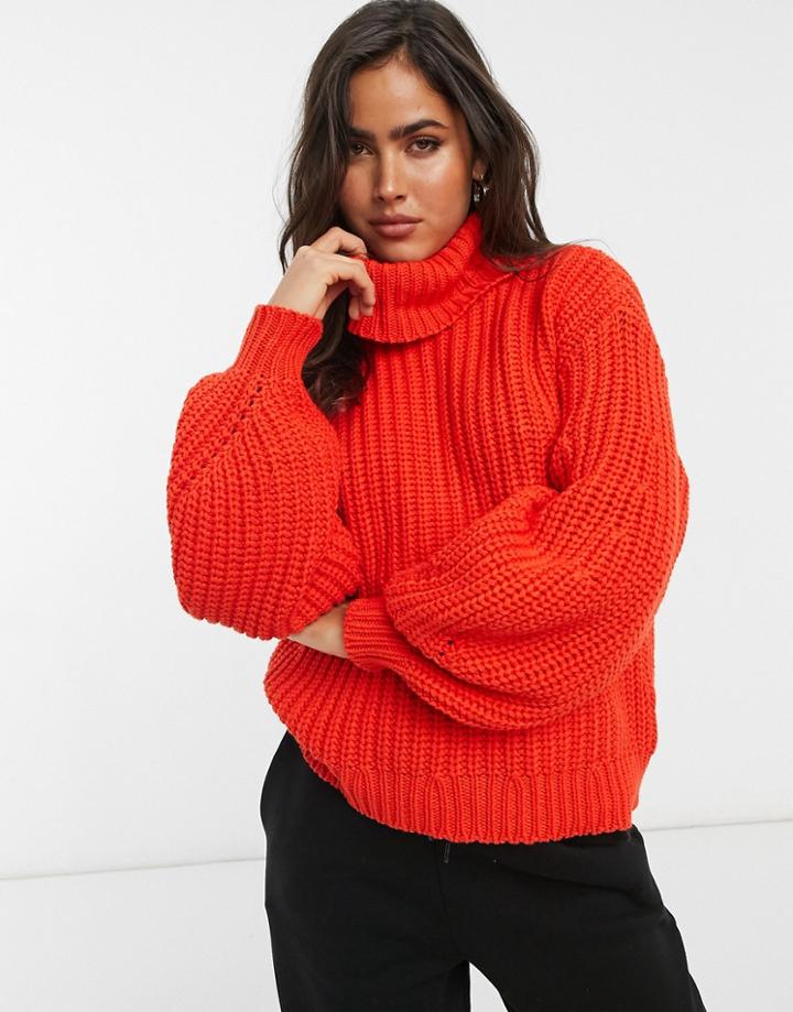 Y.a.s Chunky Roll Neck Sweater In Red