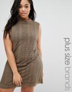 Elvi Plus Lace Dress With High Neck - Green