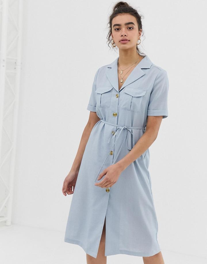 Emory Park Shirt Midi Dress With Lapel Collar-gray