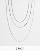 Topman Silver Layered Chain Necklace