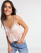 River Island Lace Detail Cami In Cream-white