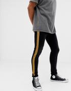 Asos Design Super Skinny Jeans In Black With Side Stripe - Black