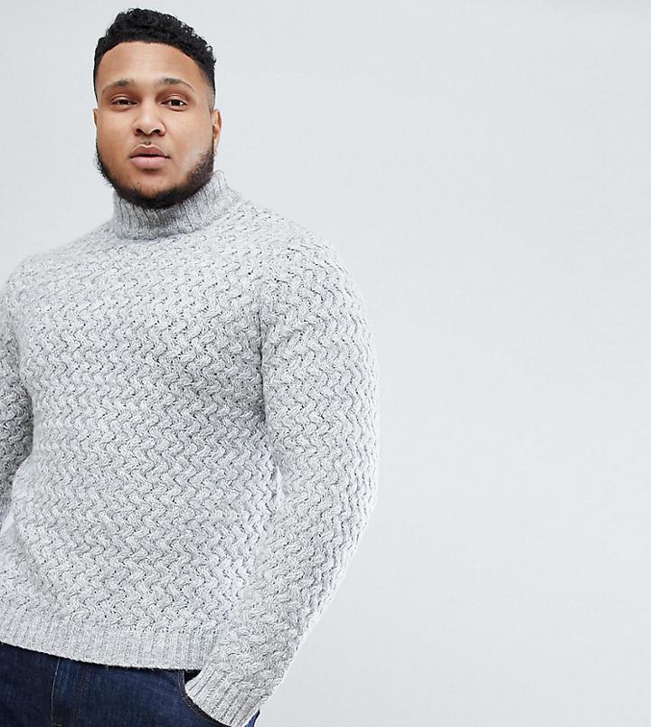 Only & Sons Plus Knitted Sweater With High Neck - Black