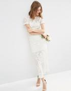 Asos Bridal Lace Burn Out Maxi Dress - Cream