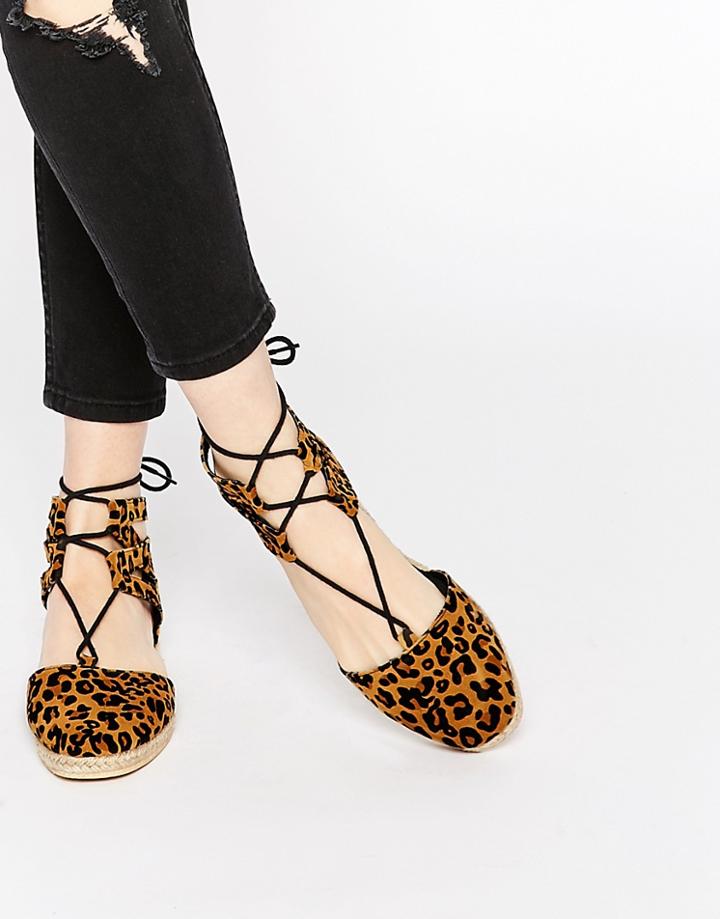 Asos Jessica Lace Up Espadrilles - Leopard
