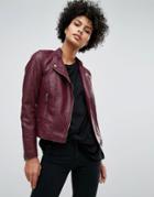 Vero Moda Leather Look Biker Jacket - Purple