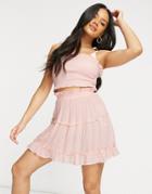 Influence Shirred Tiered Beach Skirt-pink