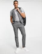 Topman Skinny Suit Vest In Gray Check-grey