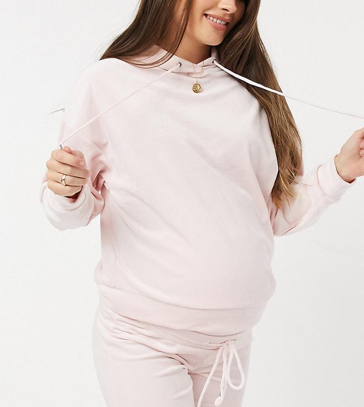 Lindex Mom Exclusive Taylor Recycled Poly Velour Maternity Hoodie In Pink