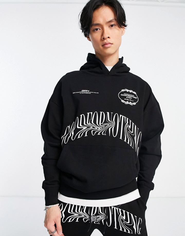 Good For Nothing Oversized Hoodie In Black With Distorted Logo Print - Part Of A Set