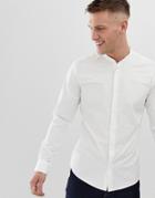 Only & Sons Poplin Grandad Collar Shirt In White - White