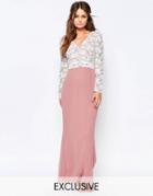 Elise Ryan Maxi Dress With Lace Bodice And Embellished Waist