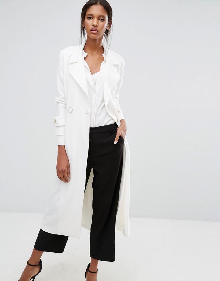 Closet Self Tie Belted Coat - White