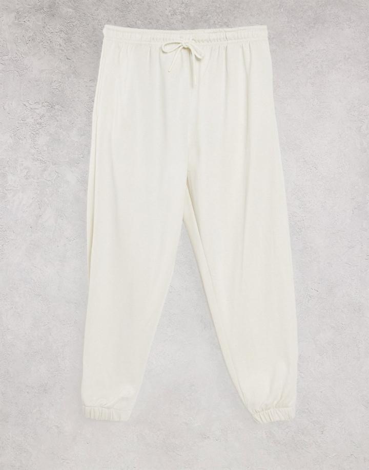 Topshop Oversized Sweatpants In Ecru-white
