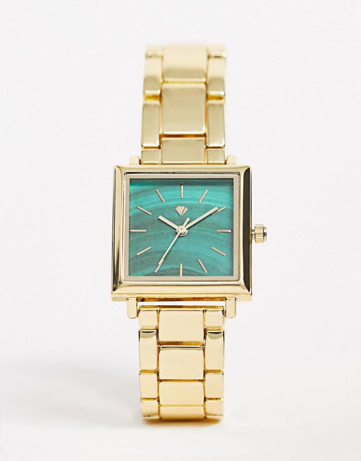 Spirit Ladies Square Bracelet Watch In Gold/green
