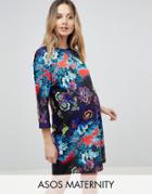 Asos Maternity Floral Printed Shift Dress - Multi