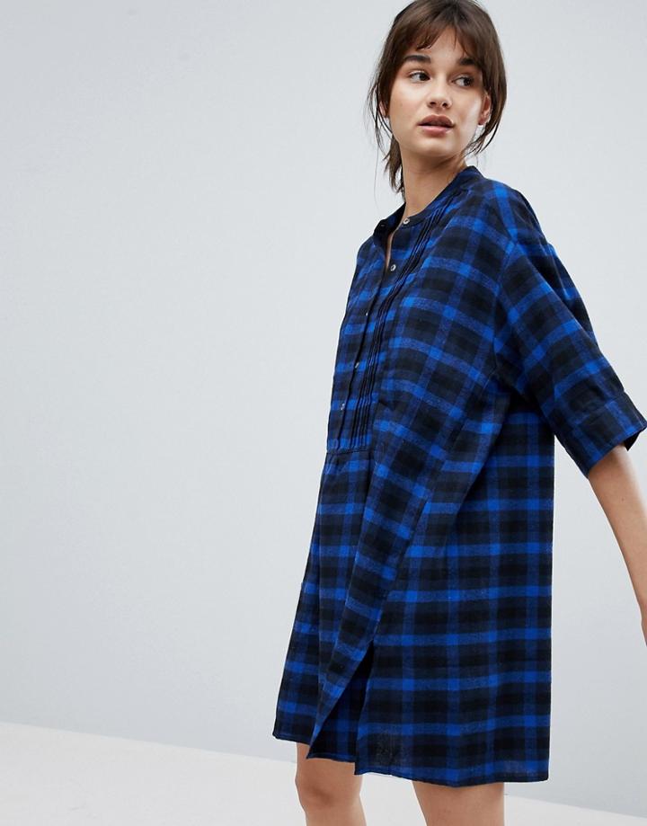 D.ra Papaya Check Shirt Dress - Blue