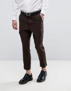 Asos Tapered Fit Heritage Cargo Pants In Wool Look - Brown